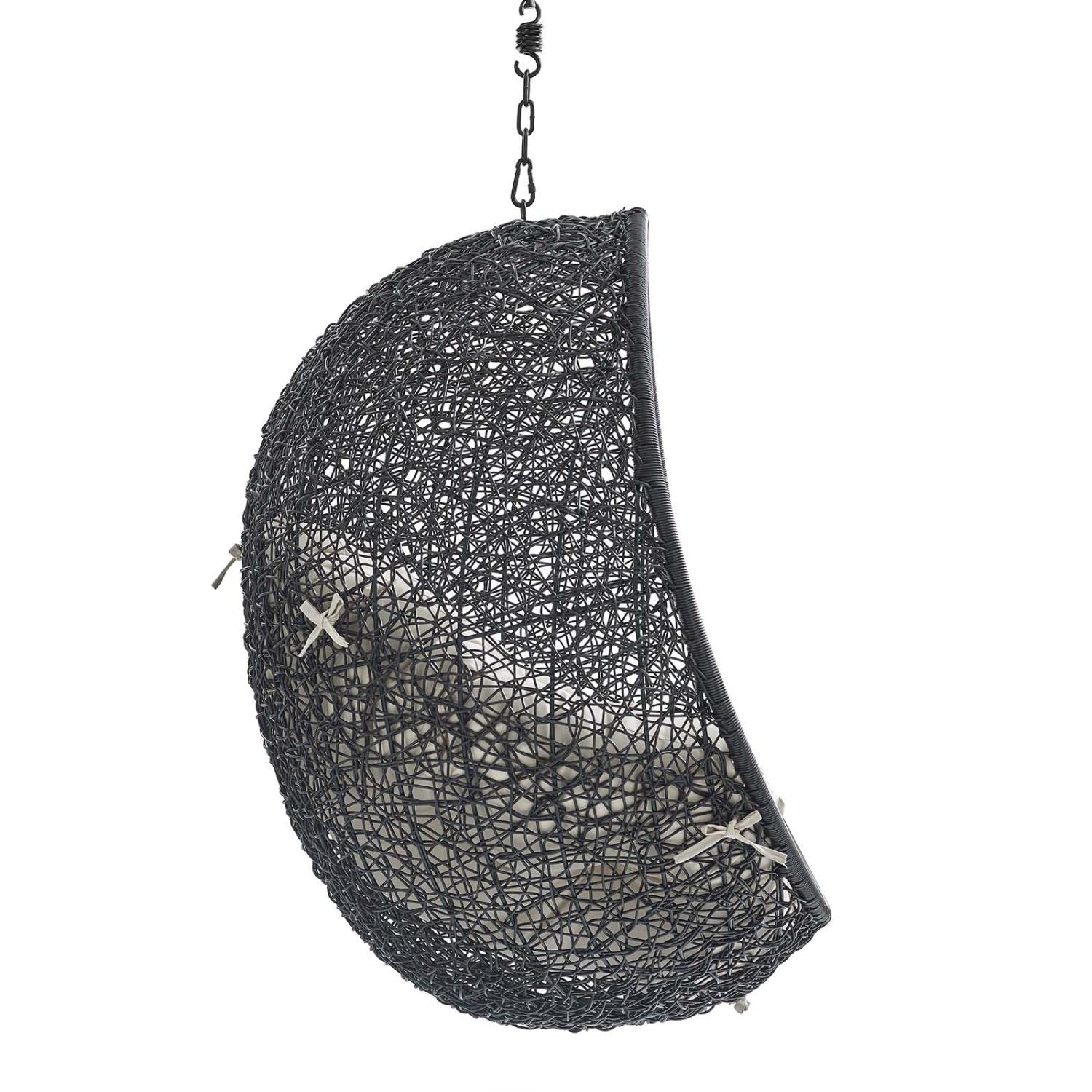 porch swings | Ergode Encase Outdoor Patio Swing Chair | Exotic Island Tranquility | Synthetic Rattan | All-Weather Cushion | Powder-Coated Steel Frame | Adjustable Chain | Patio, Backyard, Porch, Poolside | Indoor/Outdoor Use | Sunbrella Fabric | (Black Beige) | casafoyer.myshopify.com