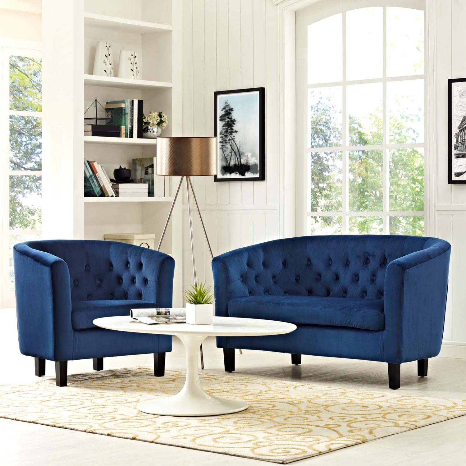 kitchen and dining room sets | CasaFoyer Prospect Button Tufted Performance Velvet Sofa Furniture Set | Luxury & Elegance | Classic Chesterfield Design | Plush Foam Padding | Durable Upholstery | Sturdy Wooden Frame | Espresso Legs | Non-Marking Foot Caps | Includes Armchair & Loveseat | casafoyer.myshopify.com