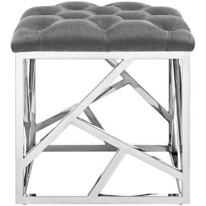 ottomans | CasaFoyer Intersperse Ottoman | Sleek Stainless Steel Base | Tufted Velvet Top | Non-Marking Footpads | 331 lbs Weight Capacity | Contemporary Design | casafoyer.myshopify.com