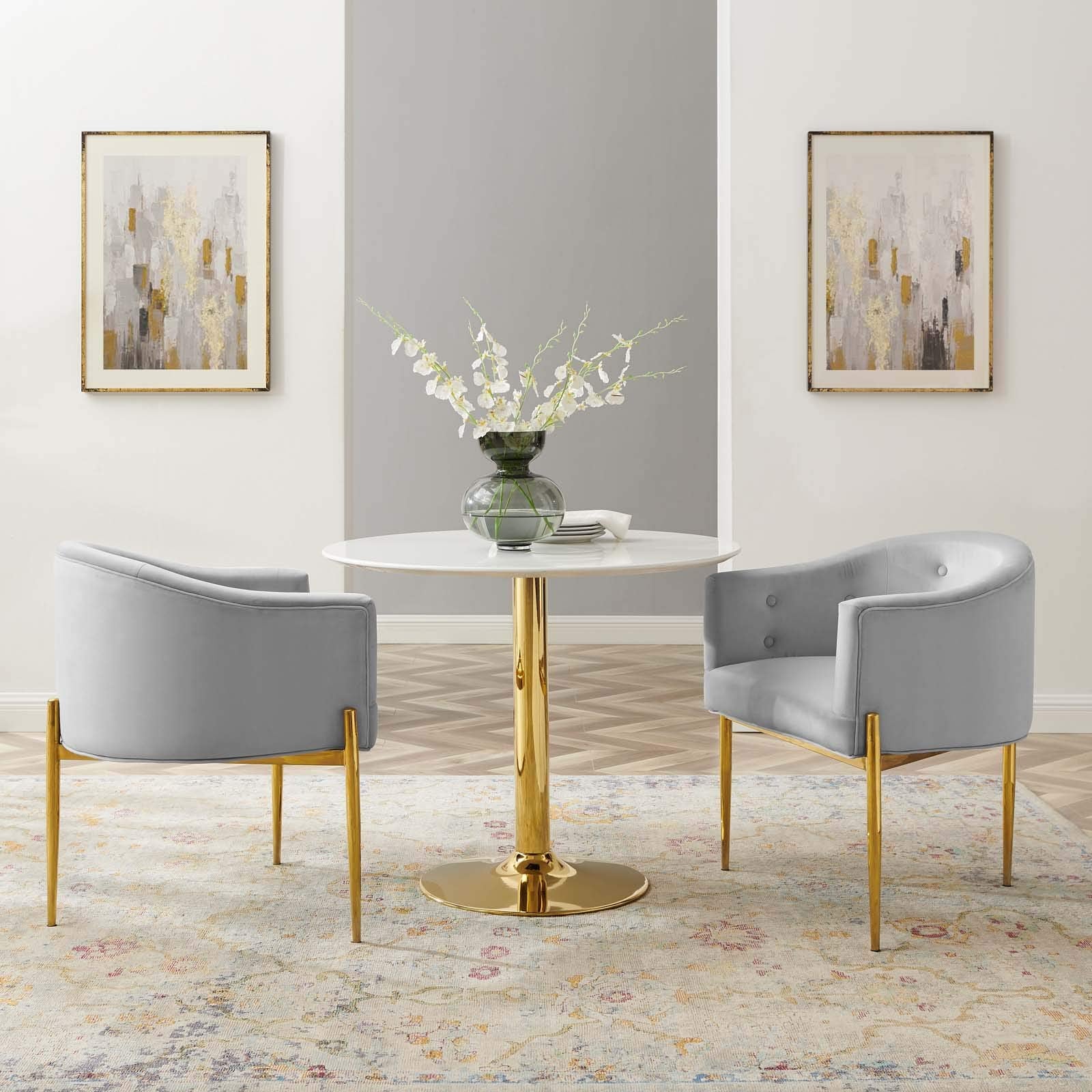 sofa tables | Ergode Savour Tufted Performance Velvet Accent Armchairs | Set of 2 | Stain-Resistant | Comfortable Seating | Chrome Gold Legs | casafoyer.myshopify.com