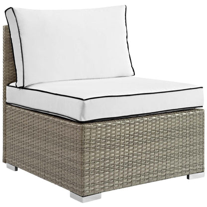 ottomans | CasaFoyer Repose Outdoor Patio Armless Chair | Stylish Tan & Gray Synthetic Rattan | UV Protection | Plush Cushions | Sturdy Aluminum Frame | Perfect for Patio, Backyard, Poolside | casafoyer.myshopify.com