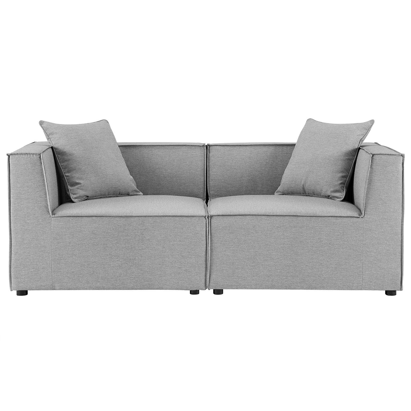 kitchen and dining room sets | CasaFoyer Outdoor Patio Saybrook Upholstered Loveseat | Comfortable & Contemporary | Water & UV Resistant | Durable Construction | French Piping | Gray | casafoyer.myshopify.com