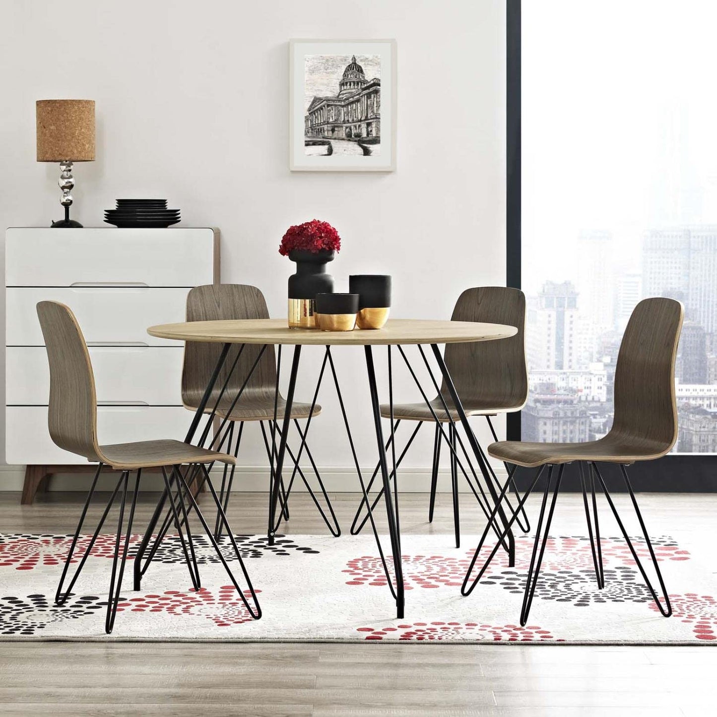 childrens table and chair sets | CasaFoyer Satellite Dining Table | Mid-Century Design | Circular MDF Top | Matte Coating | Black Hairpin Legs | Non-Marking Foot Caps | Versatile & Stylish | casafoyer.myshopify.com