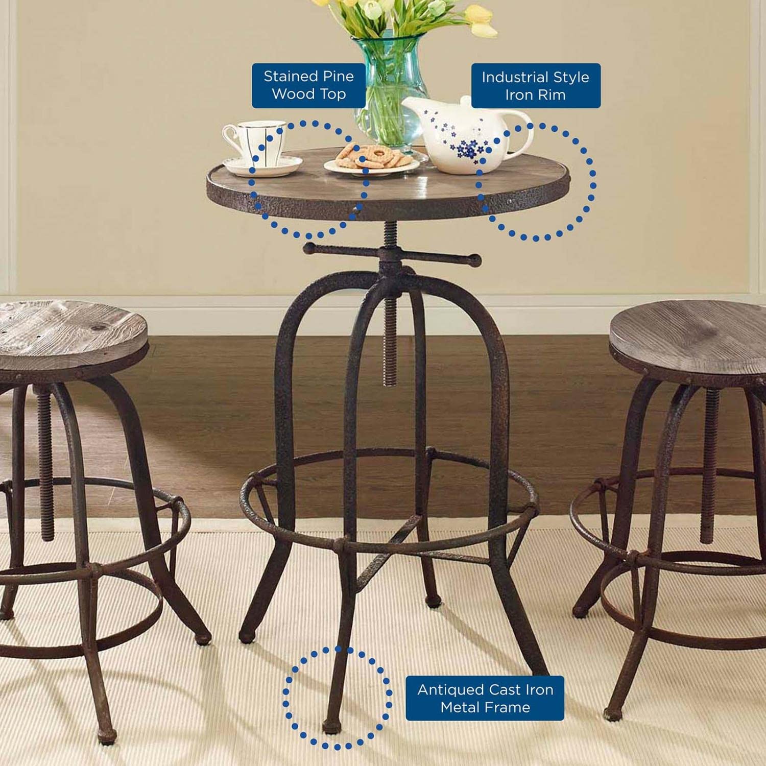 bar tables | Ergode Sylvan Industrial Modern Design Side Table | Solid Pine Wood Top | Cast Iron Frame | Rustic Cabin Aesthetics | Factory-Inspired Elements | Must-Have Addition | casafoyer.myshopify.com