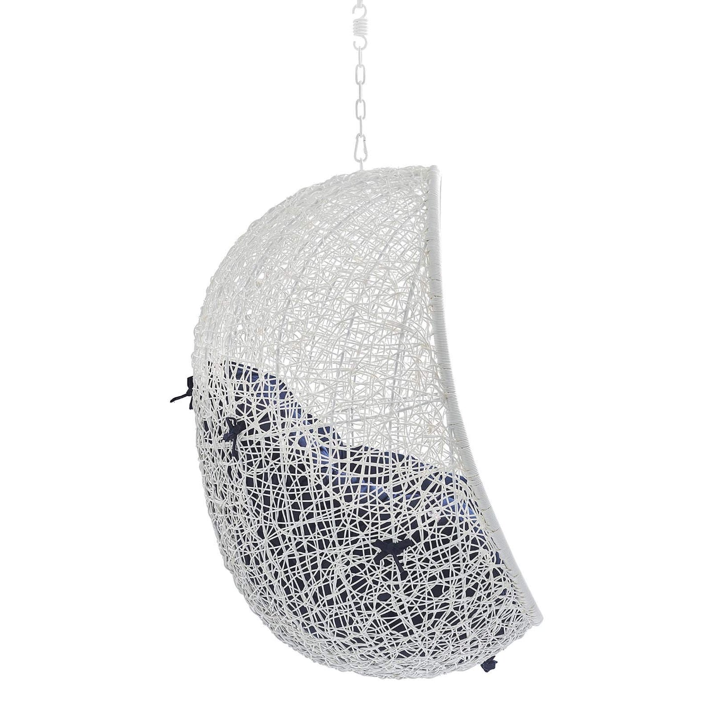 porch swings | Ergode Hide Outdoor Patio Swing Chair | Synthetic Rattan Weave | Sunbrella Fabric Cushion | Powder-Coated Steel Frame | Adjustable Steel Chain | Weather-Resistant | UV Protection | White Navy | casafoyer.myshopify.com