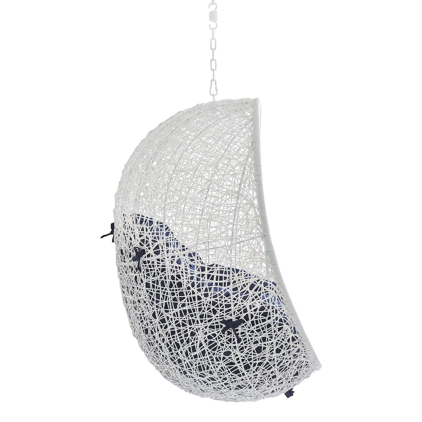porch swings | Ergode Hide Outdoor Patio Swing Chair | Synthetic Rattan Weave | Sunbrella Fabric Cushion | Powder-Coated Steel Frame | Adjustable Steel Chain | Weather-Resistant | UV Protection | White Navy | casafoyer.myshopify.com