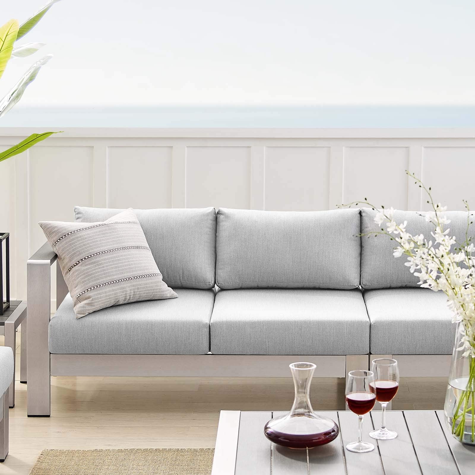 executive chairs | CasaFoyer Shore Outdoor Patio Aluminum 8 Piece Sectional Sofa Set | Weatherproof | Sunbrella Fabric | Silver Gray | casafoyer.myshopify.com