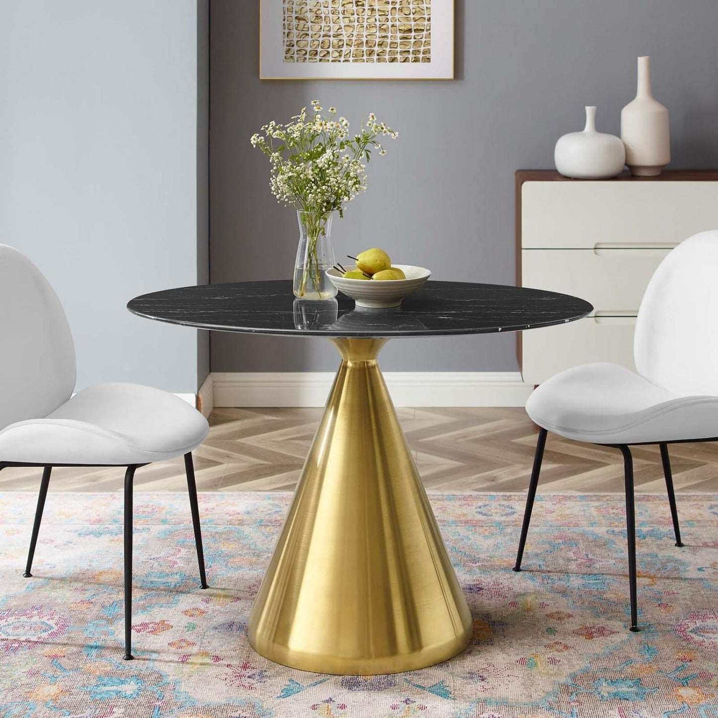 patio dining tables | CasaFoyer Tupelo 42 Oval Artificial Marble Dining Table | Modern Style | Mid-Century Charm | Polished Gold Metal Base | Easy-to-Clean Finish | Non-Marking Ring | casafoyer.myshopify.com