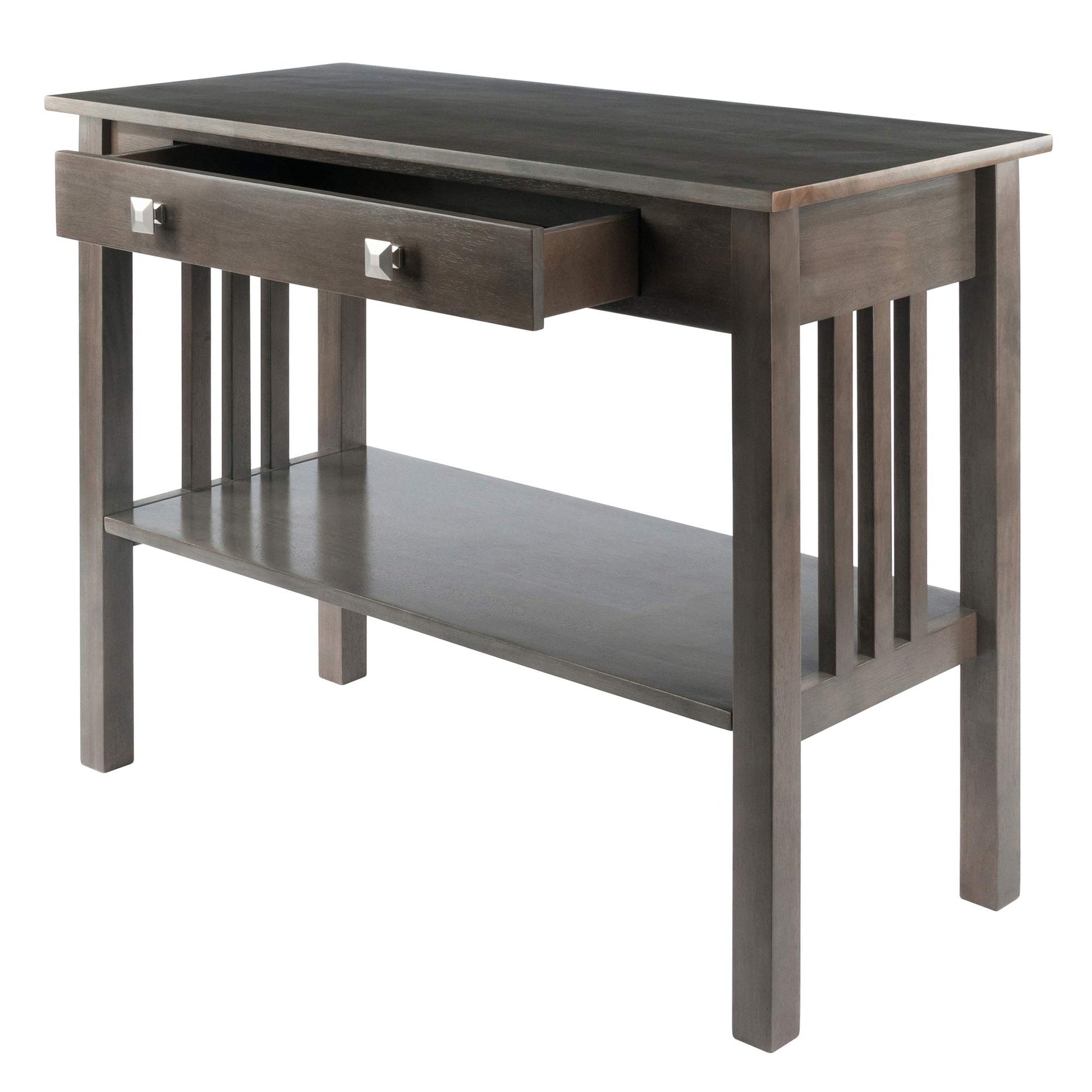 TABLE | Ergode  Wood Stafford Console Table | Oyster Gray Finish | Sleek Design | Ample Storage | Mission-Style Panels | Solid & Composite Wood | Easy Assembly | casafoyer.myshopify.com