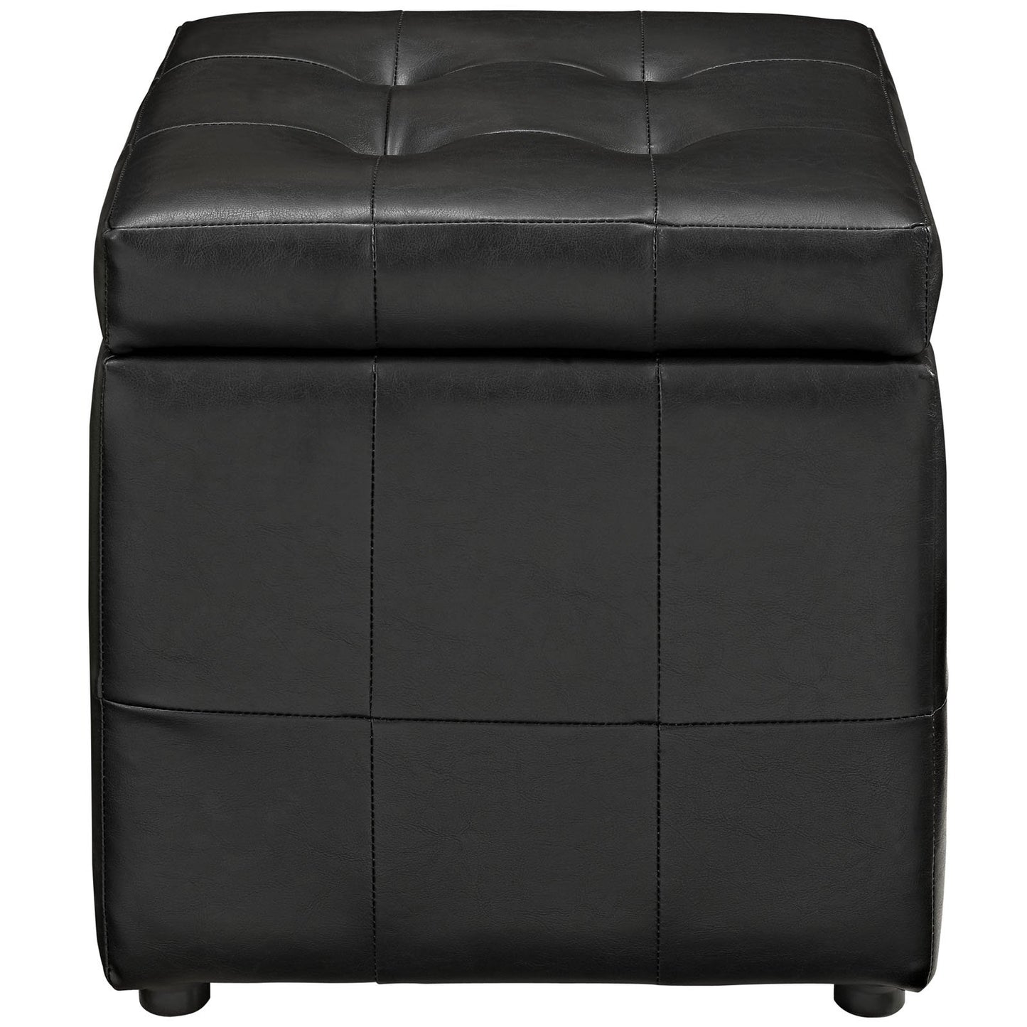 ottomans | CasaFoyer Volt Button Tufted Faux Leather Upholstered Storage Ottoman | Compact & Reliable Accent Piece | Lined Compartment | Sturdy Wood Frame | Soft & Durable Upholstery | Stylish Addition to Any Room | Black | casafoyer.myshopify.com