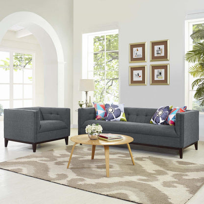 kitchen and dining room sets | CasaFoyer Serve Tufted Button Upholstered Living Room Set - Gray | Armchair & Sofa | Premium Polyester Upholstery | Plush Foam Cushioning | Walnut Stained Wood Legs | Timeless & Sophisticated Design | casafoyer.myshopify.com