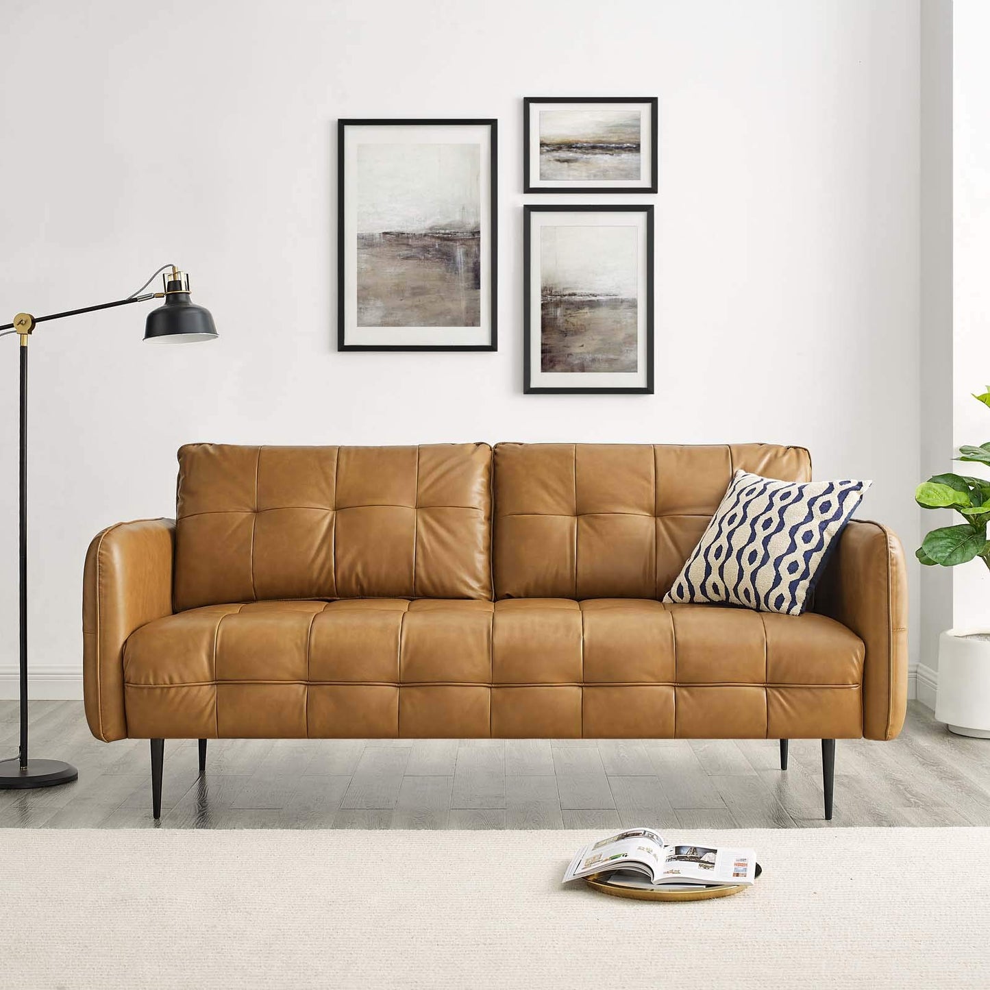 sofas | CasaFoyer Cameron Tufted Vegan Leather Sofa | Contemporary Mid-Century Design | Luxurious Seating | Sturdy Construction | Easy Assembly | 900 lbs Weight Capacity | casafoyer.myshopify.com
