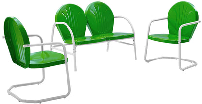 Patio Furniture Sets | Griffith Metal Outdoor Furniture Collection | Nostalgic Design | Durable & Weather-resistant | Loveseat & 2 Chairs | Grasshopper Green | casafoyer.myshopify.com