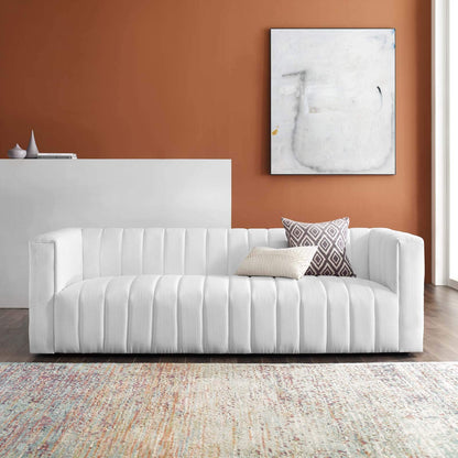 sofas | CasaFoyer Sophisticated Reflection Channel Tufted Fabric Sofa | Retro Modern Design | Comfortable & Durable | Suitable for Living Room, Lounge or Home Office | White | casafoyer.myshopify.com