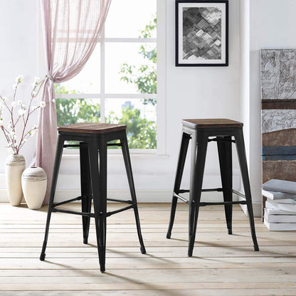 barstools | CasaFoyer Promenade Bamboo & Metal Bar Stool | Vintage Steel Finish | Industrial Modern Design | Versatile & Stylish | Perfect for Breakfast Nook or Bar | casafoyer.myshopify.com