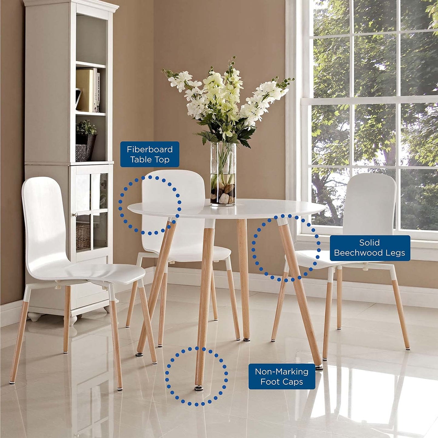 patio dining tables | CasaFoyer Track Circular Dining Table | Minimalist Design | Solid Beechwood Legs | Sleek Veneer Top | Perfect for Modern Dining Spaces | Set Includes One Table | casafoyer.myshopify.com