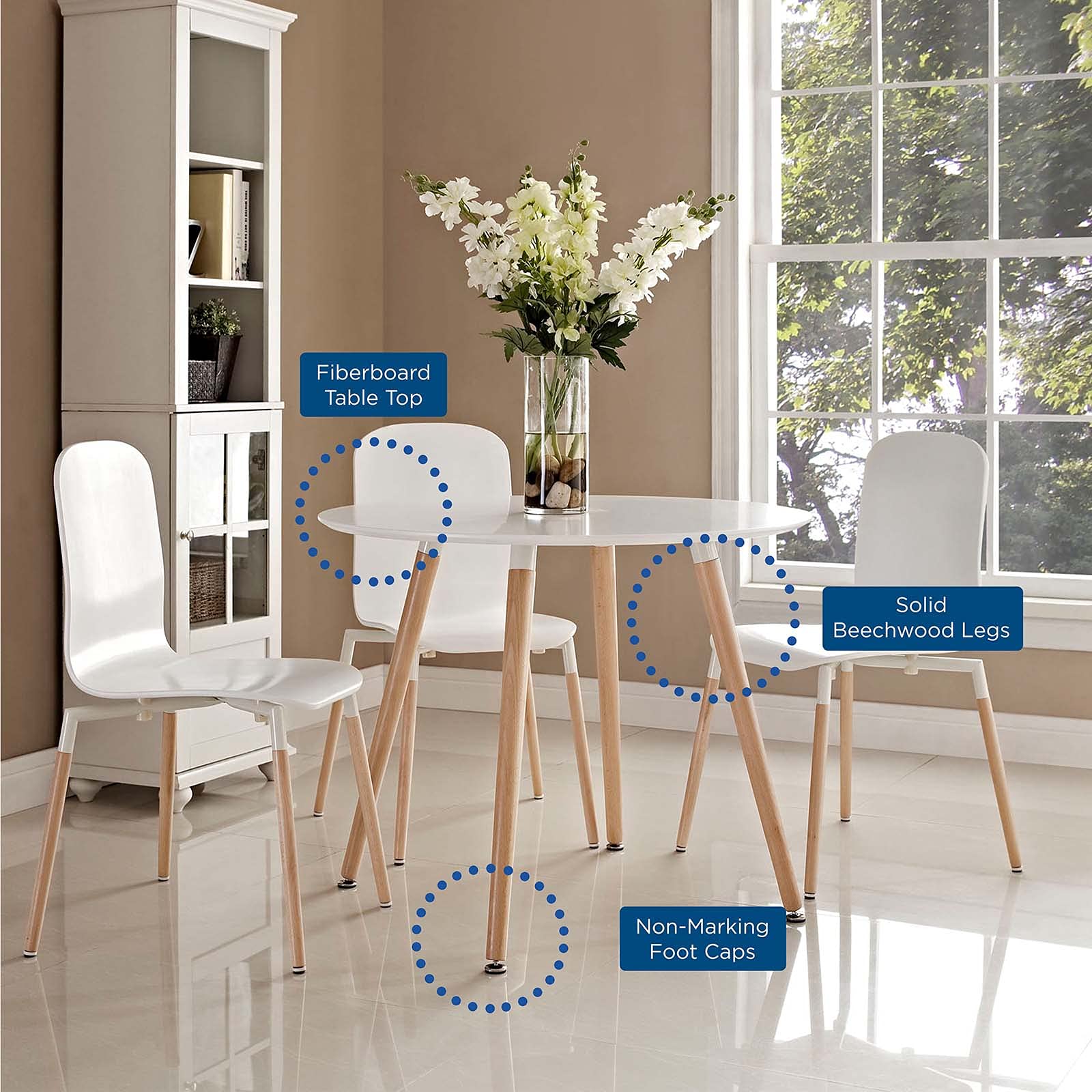 patio dining tables | CasaFoyer Track Circular Dining Table | Minimalist Design | Solid Beechwood Legs | Sleek Veneer Top | Perfect for Modern Dining Spaces | Set Includes One Table | casafoyer.myshopify.com