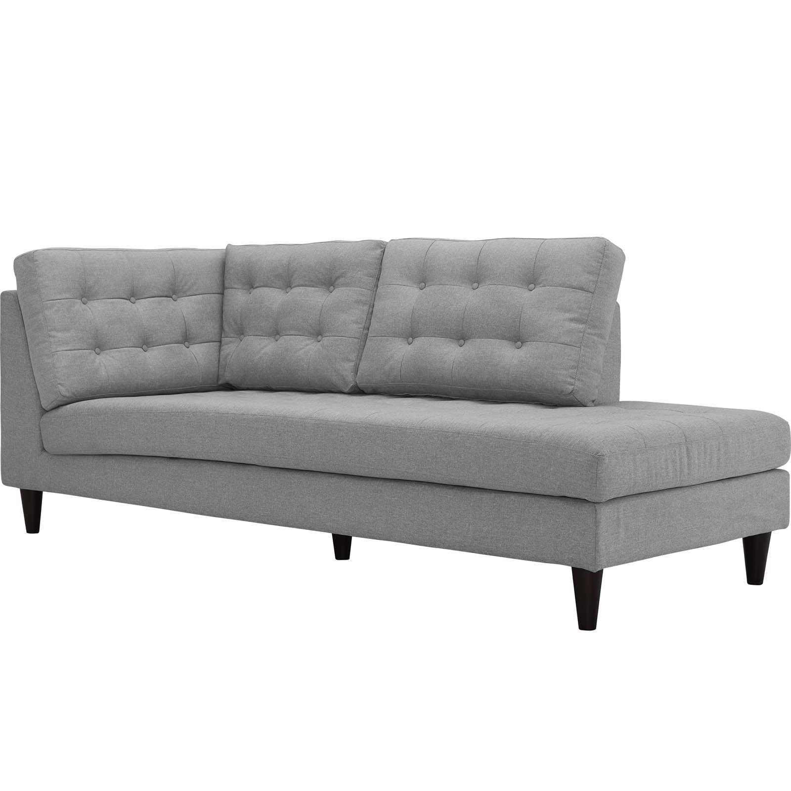 sofas | CasaFoyer Empress Exquisite Design Tufted Chaise | Elegant Upholstered Fabric | Opulent Home Decor | Solid Wood Legs | Luxurious Cushions | Light Gray | casafoyer.myshopify.com