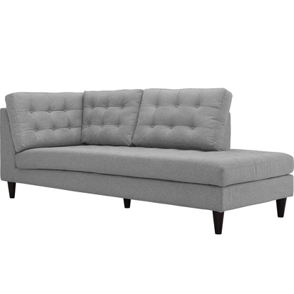 sofas | CasaFoyer Empress Exquisite Design Tufted Chaise | Elegant Upholstered Fabric | Opulent Home Decor | Solid Wood Legs | Luxurious Cushions | Light Gray | casafoyer.myshopify.com