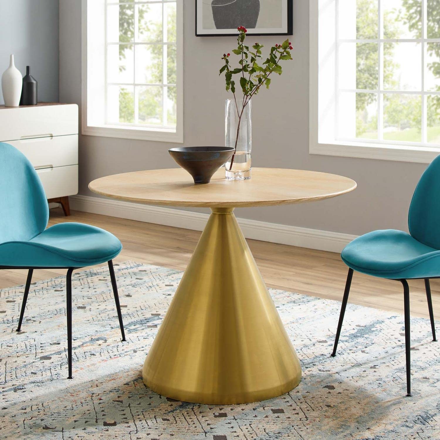 patio dining tables | CasaFoyer Tupelo 40 Dining Table | Modern Style | Mid-Century Charm | Elegant Organic Shape | Durable MDF Tabletop | Sleek Gold Metal Base | Easy to Clean | Non-Marking Ring | Assembly Required | casafoyer.myshopify.com