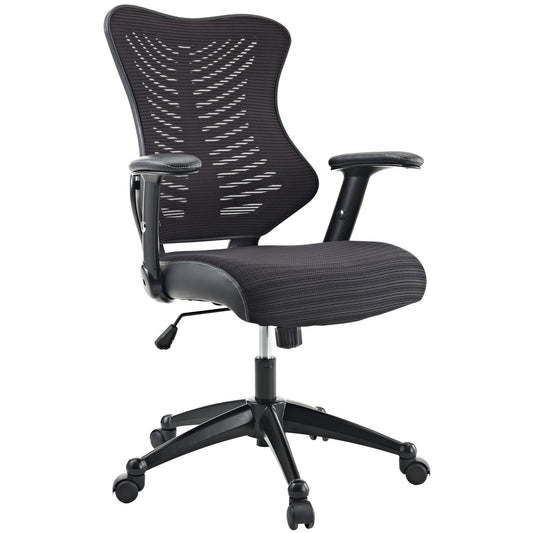 home office desk chairs | CasaFoyer Clutch Office Chair | Ultimate Comfort & Style | Form-Fitting Design | Plush Waterfall Seat | Ergonomic Mesh Back | Lumbar Support | Curved Seat | Ideal for Taller Individuals | Black Mesh Back & Leatherette Seat | casafoyer.myshopify.com