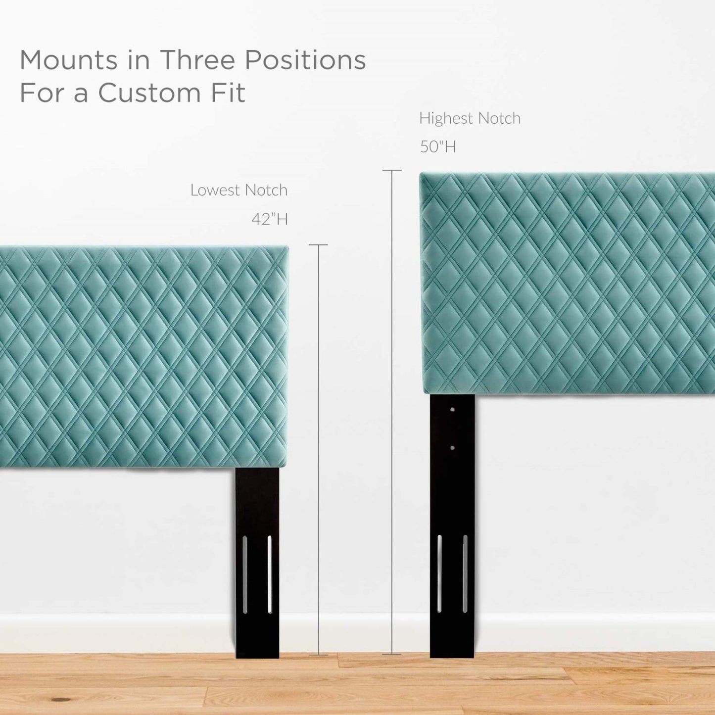 headboards | CasaFoyer Angela Tufted Diamond Lattice Performance Velvet King Headboard | Stain-Resistant Upholstery | Adjustable Height | Mint | casafoyer.myshopify.com