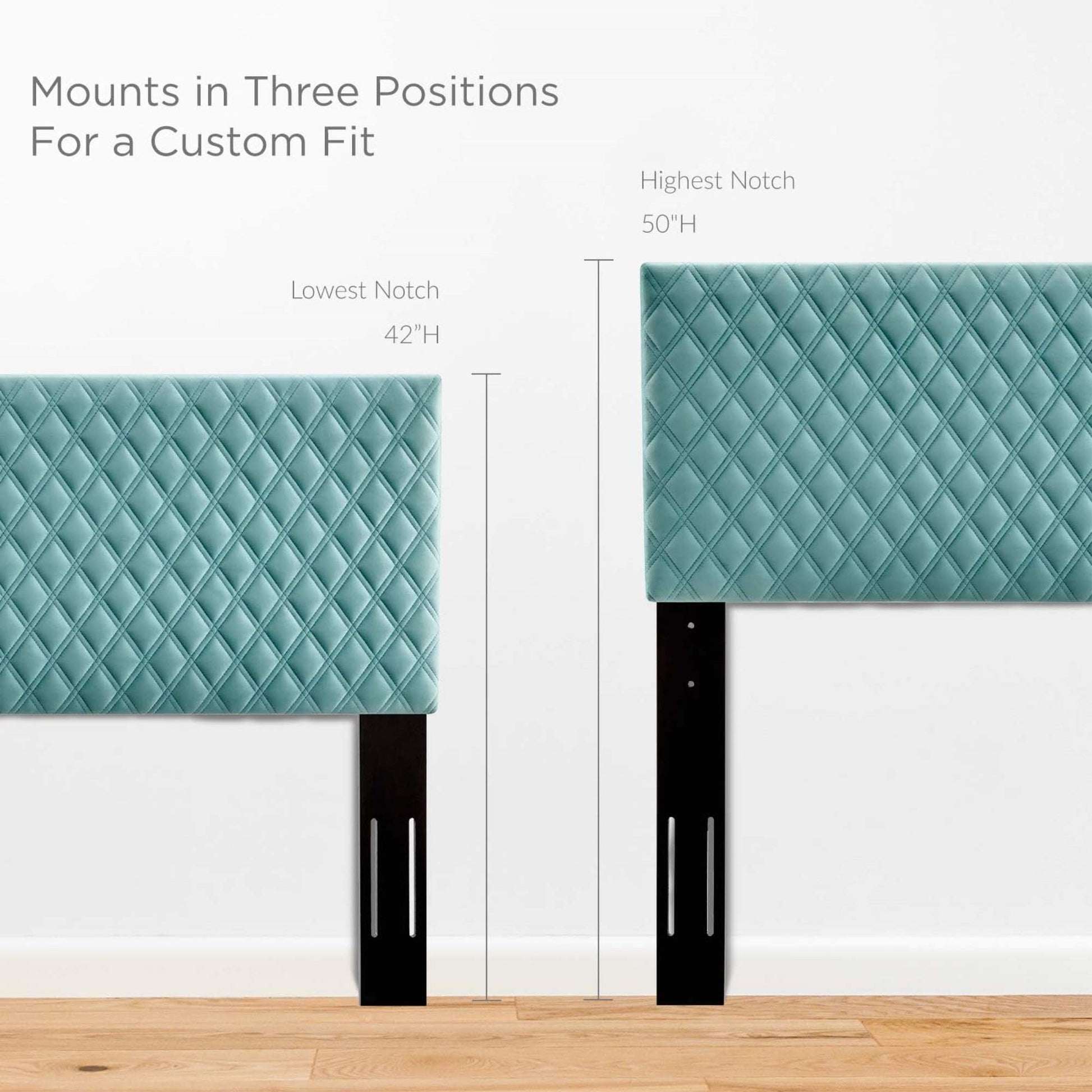 headboards | CasaFoyer Angela Tufted Diamond Lattice Performance Velvet King Headboard | Stain-Resistant Upholstery | Adjustable Height | Mint | casafoyer.myshopify.com