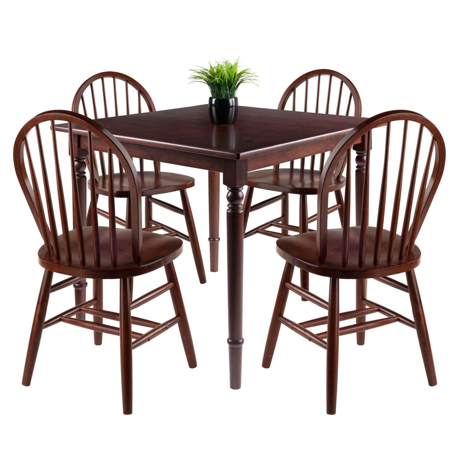childrens table and chair sets | CasaFoyer  Wood Mornay 5-Piece Dining Set | Walnut Finish | Solid Wood | Ideal for Smaller Spaces | Easy Assembly | Table & 4 Windsor Chairs | casafoyer.myshopify.com