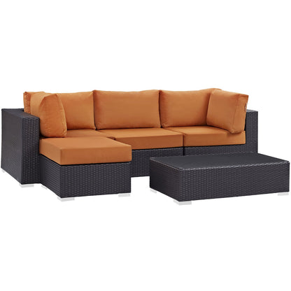 kitchen and dining room sets | CasaFoyer Convene Outdoor Sectional Set | Synthetic Rattan | Aluminum Frame | All-Weather Cushions | Patio Sofa, Coffee Table, Ottoman, Corner Chairs | casafoyer.myshopify.com