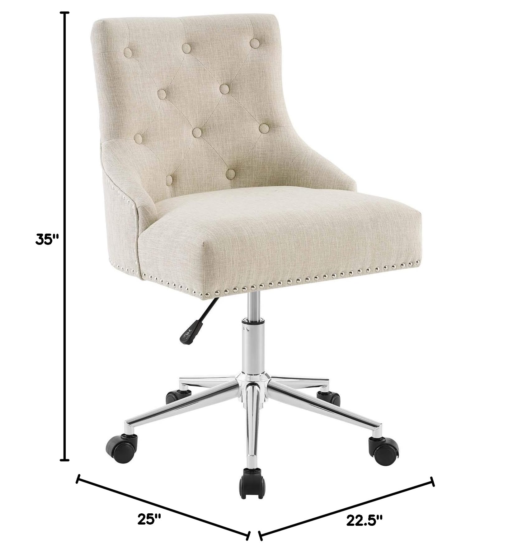 Chair | Regent Button Tufted Upholstered Fabric Swivel Office Chair | Timeless Elegance & Comfort | Metal Nailhead Trim | Padded Back & Seat | Chrome Base | 360 Swivel & Height Adjustment | Supports up to 287 lbs | casafoyer.myshopify.com
