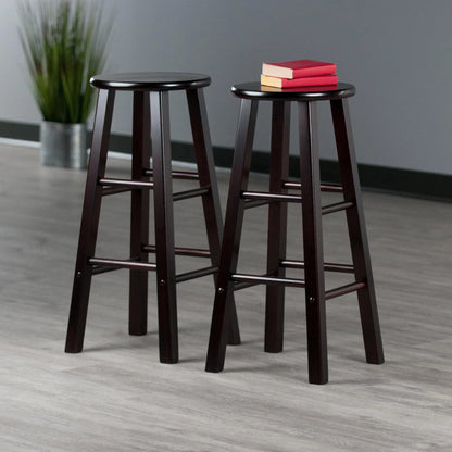 STOOL_SEATING | CasaFoyer  Wood Element Bar Stool Set | Polished Espresso Finish | Solid Wood Construction | 220lbs Weight Capacity | 8 Crossbars for Stability | Versatile Design | Perfect for Kitchen or Den | casafoyer.myshopify.com