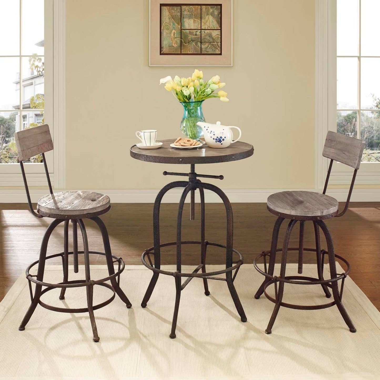 bar tables | Ergode Sylvan Industrial Modern Design Side Table | Solid Pine Wood Top | Cast Iron Frame | Rustic Cabin Aesthetics | Factory-Inspired Elements | Must-Have Addition | casafoyer.myshopify.com