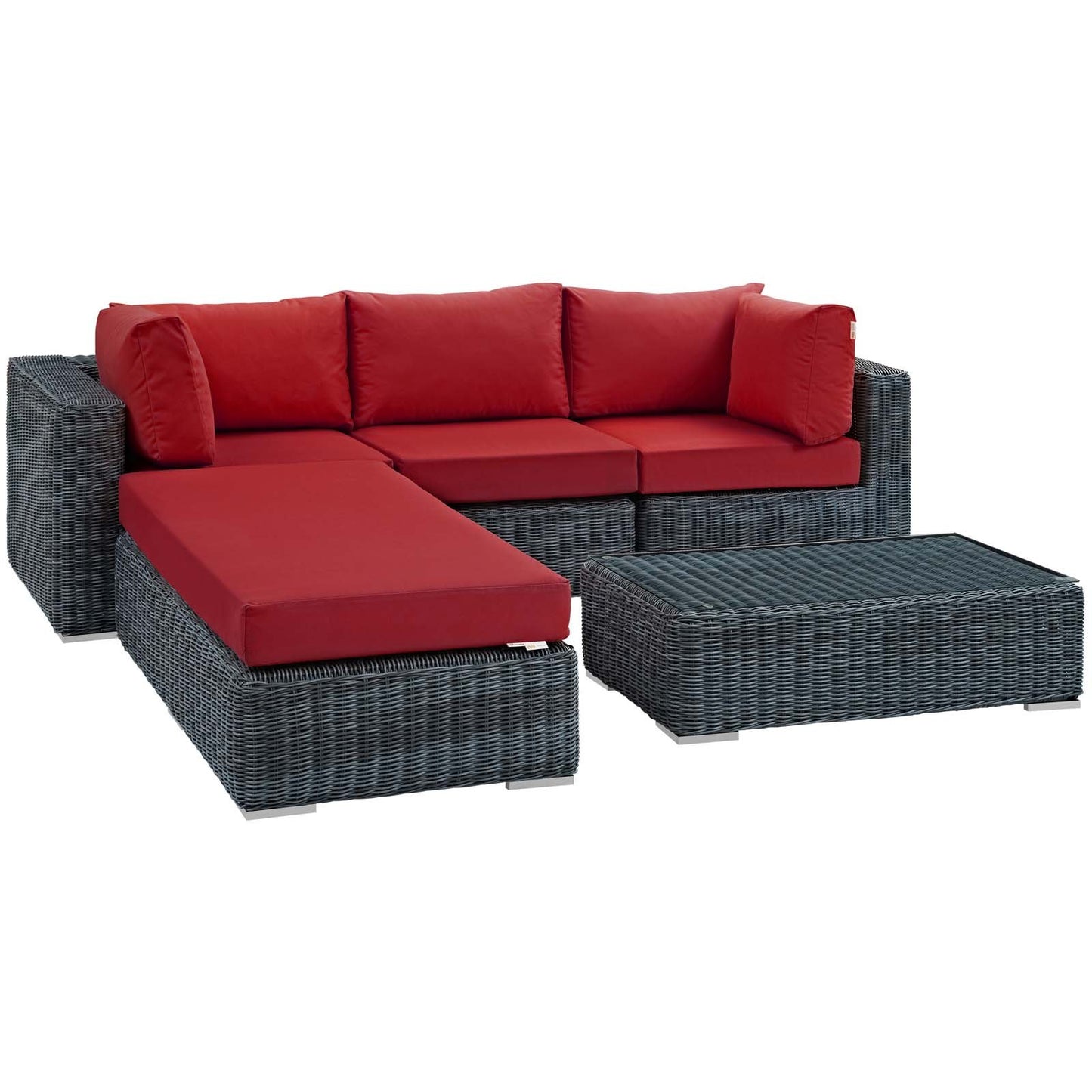 kitchen and dining room sets | CasaFoyer Summon Outdoor Patio Sectional Sofa Set | Two-Tone Rattan | Sunbrella Cushions | Aluminum Frame | Includes Armless Chair, Coffee Table, Ottoman, Corners | casafoyer.myshopify.com