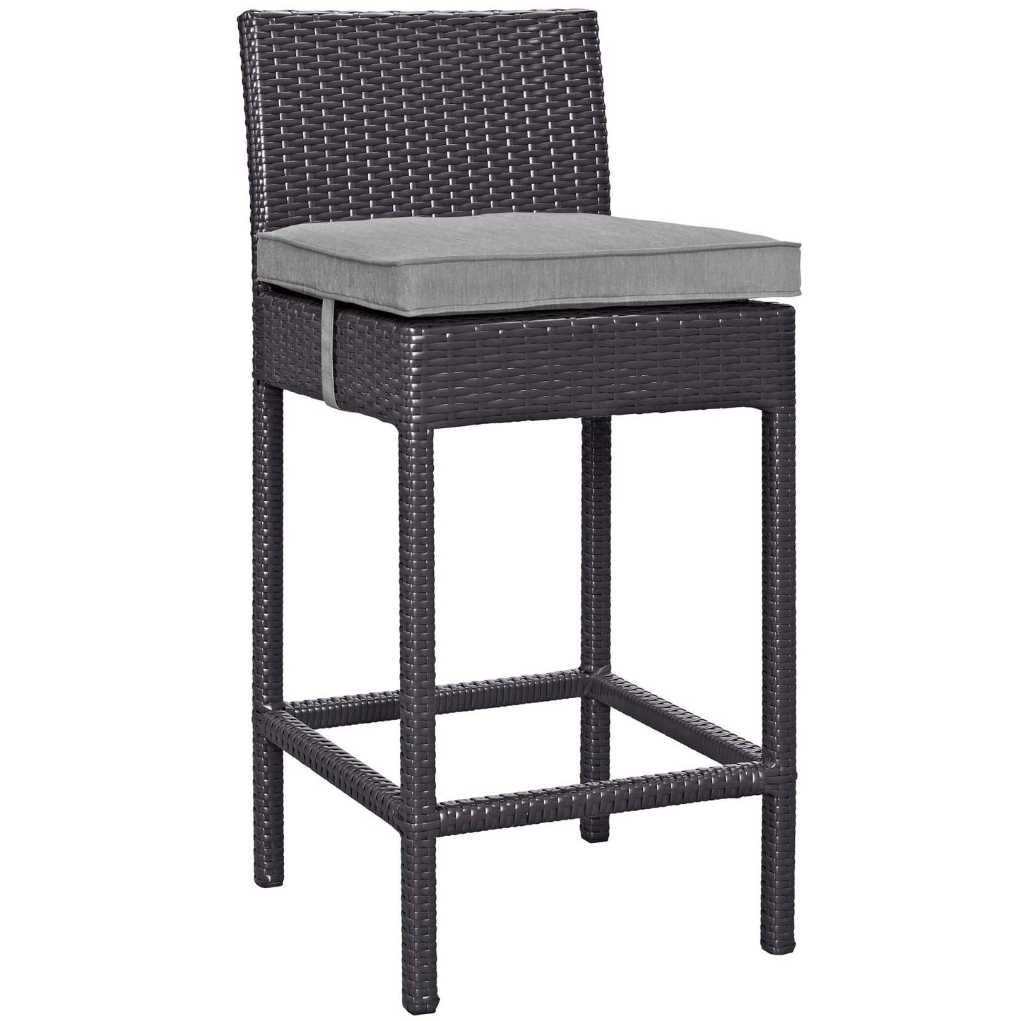 STOOL_SEATING | Convene Outdoor Bar Stool | Synthetic Rattan Weave | All-Weather Cushions | Espresso Gray | casafoyer.myshopify.com