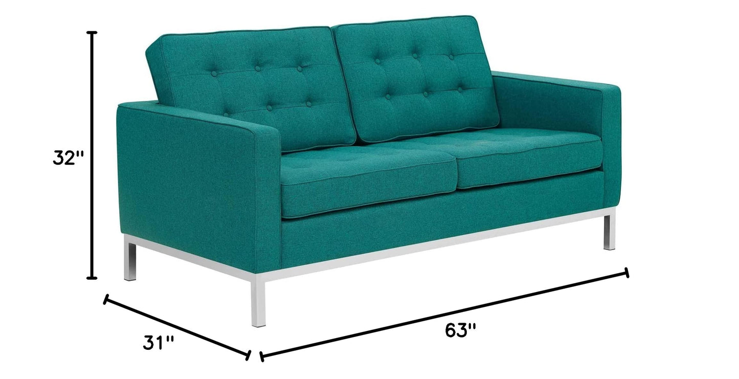 sofas | Mid-Century Modern Loft Loveseat | Stainless Steel Frame | Tufted Back & Seat | Ideal for Reception, Living Rooms, Hotels & Restaurants | casafoyer.myshopify.com