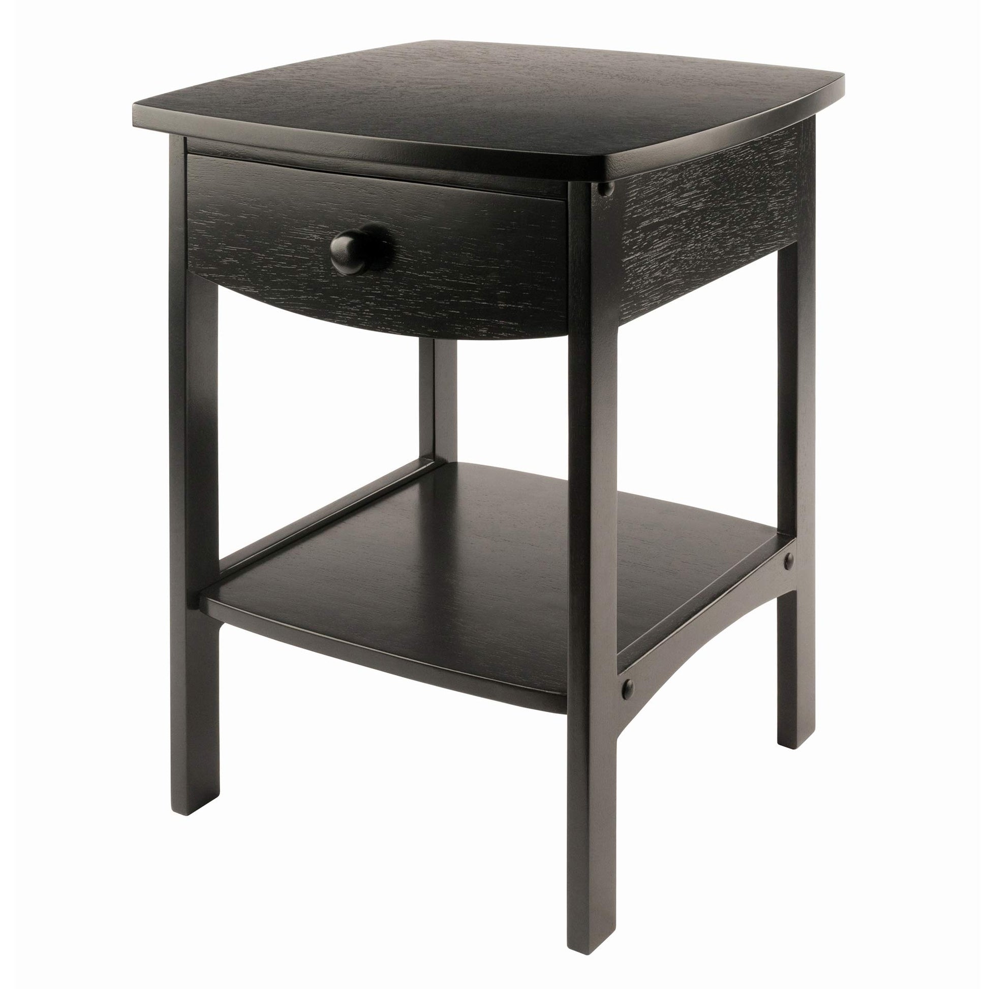 TABLE | Ergode  Claire Curved Nightstand | Timeless Design | Black Finish | Pull-Out Drawer | Bottom Shelf | Durable Construction | Bedroom Furniture | casafoyer.myshopify.com