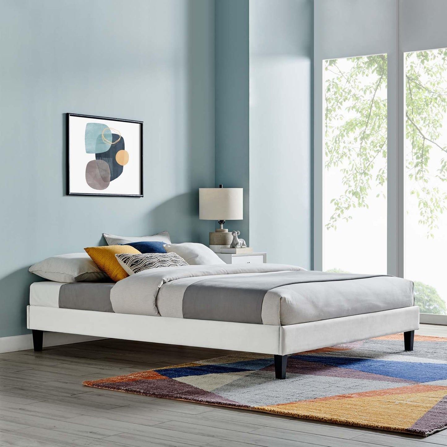 adjustable bed bases | CasaFoyer Reign Performance Velvet Queen Platform Bed Frame | Elegant Stain-Resistant Upholstery | Sturdy, No Box Spring Needed | Light Gray | casafoyer.myshopify.com
