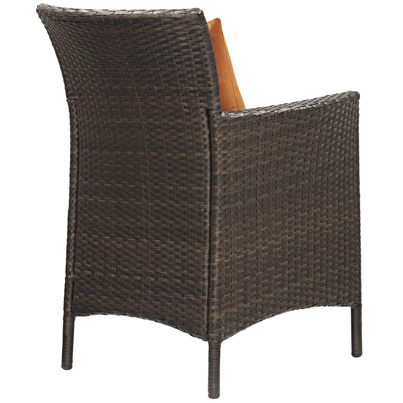 patio bistro sets | CasaFoyer Conduit Outdoor Patio Dining Armchair Set of 2 | Transitional Style | UV-Resistant Wicker Rattan | Waterproof Cushions | Brown Orange | casafoyer.myshopify.com