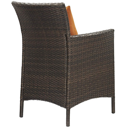 kitchen and dining room sets | CasaFoyer Conduit 7 Piece Outdoor Patio Dining Set | Transitional Style | UV-Resistant Wicker Rattan | Tempered Glass Tabletop | Brown Orange | casafoyer.myshopify.com