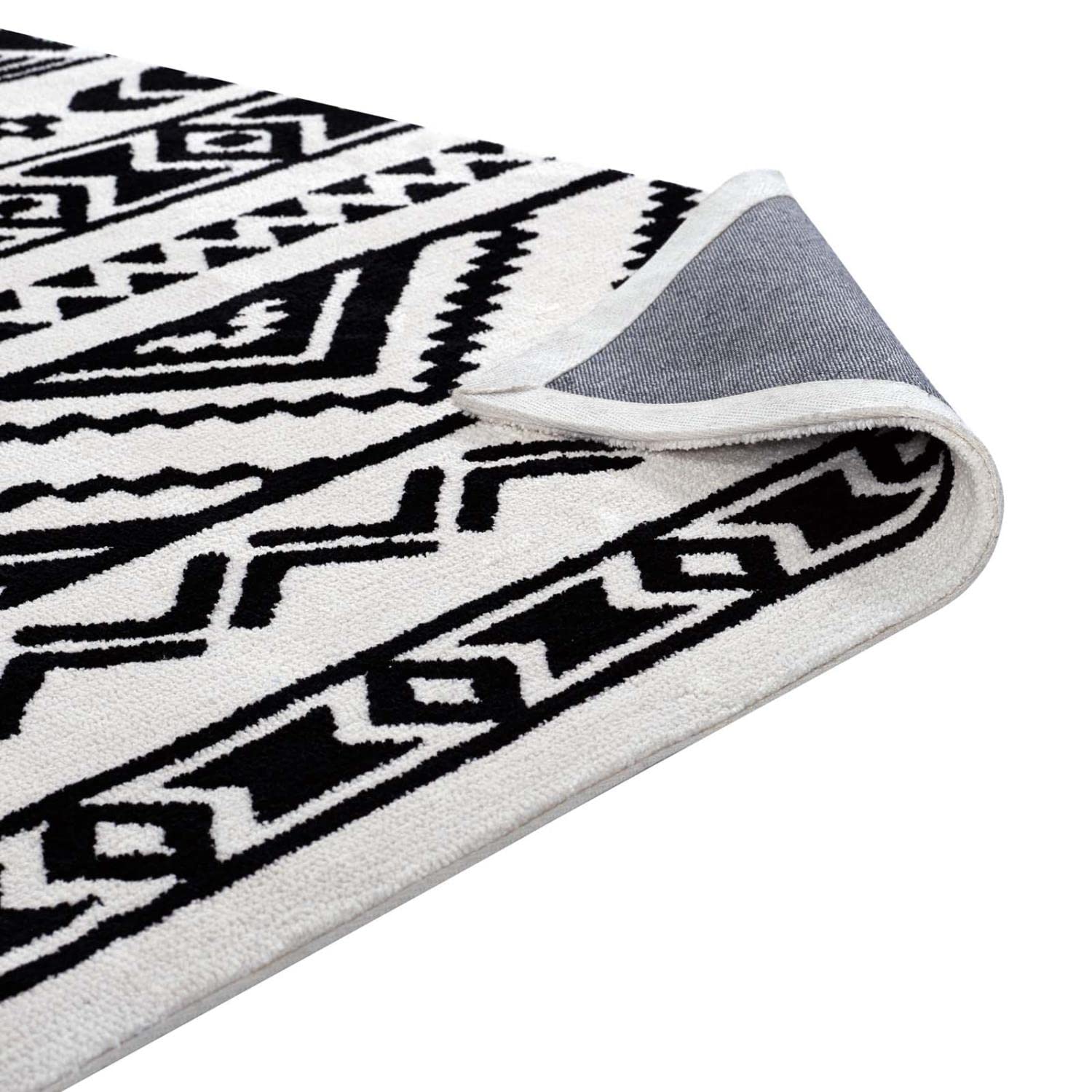 Carpet & Rugs | CasaFoyer Haku Geometric Moroccan Tribal Area Rug | Modern Design | Soft Polyester Microfiber | Durable Jute Bottom | Stain-Resistant | Easy to Maintain | 5x8 | Black and White | casafoyer.myshopify.com