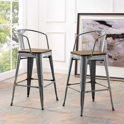 barstools | CasaFoyer Promenade Arm Bamboo & Metal Bar Stool Set | Vintage Steel Finish | Industrial Modern Design | Set of 2 | casafoyer.myshopify.com