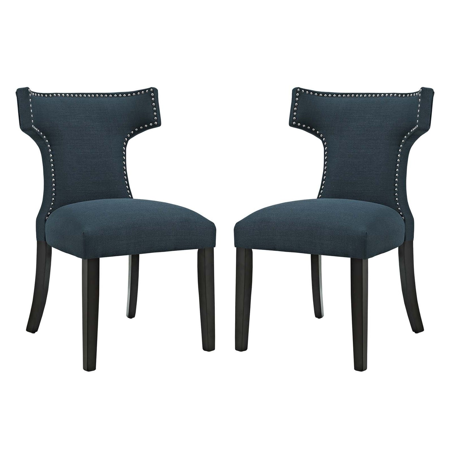 home office desk chairs | CasaFoyer Curve Dining Side Chair Set of 2 | Elegant Design | Nailhead Trim | Dense Foam Padding | Polyester Upholstery | Non-Marking Foot Caps | Tapered Wood Legs | casafoyer.myshopify.com