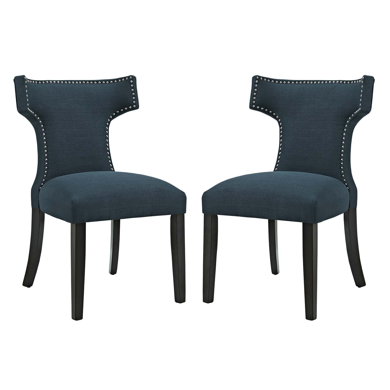 home office desk chairs | CasaFoyer Curve Dining Side Chair Set of 2 | Elegant Design | Nailhead Trim | Dense Foam Padding | Polyester Upholstery | Non-Marking Foot Caps | Tapered Wood Legs | casafoyer.myshopify.com