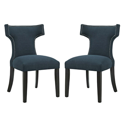 home office desk chairs | CasaFoyer Curve Dining Side Chair Set of 2 | Elegant Design | Nailhead Trim | Dense Foam Padding | Polyester Upholstery | Non-Marking Foot Caps | Tapered Wood Legs | casafoyer.myshopify.com