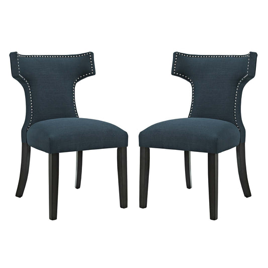 home office desk chairs | CasaFoyer Curve Dining Side Chair Set of 2 | Elegant Design | Nailhead Trim | Dense Foam Padding | Polyester Upholstery | Non-Marking Foot Caps | Tapered Wood Legs | casafoyer.myshopify.com