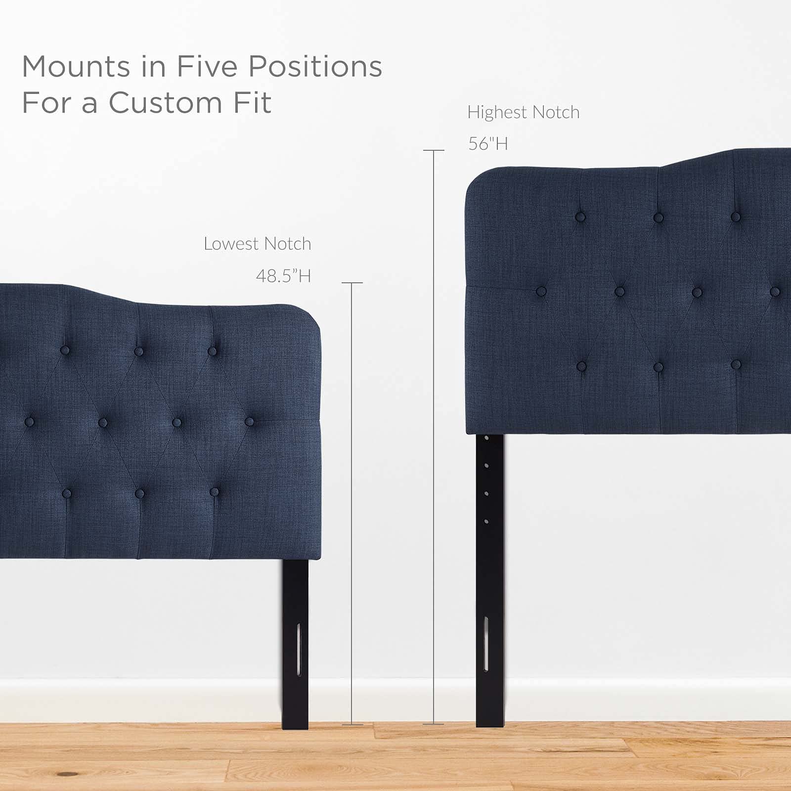 headboards | CasaFoyer  Annabel Button Tufted Linen Fabric Upholstered Queen Headboard | Tranquil Navy | Lightweight & Durable | Complete Set | casafoyer.myshopify.com