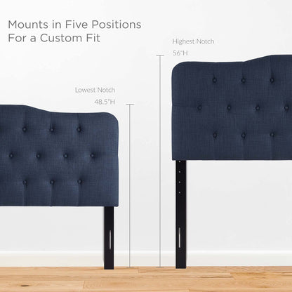 headboards | CasaFoyer  Annabel Button Tufted Linen Fabric Upholstered Queen Headboard | Tranquil Navy | Lightweight & Durable | Complete Set | casafoyer.myshopify.com
