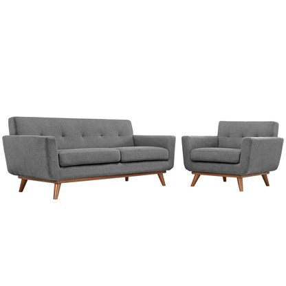 home office desk chairs | CasaFoyer Engage Sofa Set | Curved Design | Dual Cushions | Tufted Buttons | Cherry Wood Legs | Perfect for Lounging & Conversations | casafoyer.myshopify.com