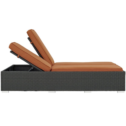 Patio Furniture Sets | Sojourn Outdoor Patio Double Chaise Lounge Chair | Sunbrella Fabric | Synthetic Rattan | UV Protection | Powder-Coated Aluminum Frame | casafoyer.myshopify.com