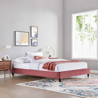 Bed | CasaFoyer Harlow Performance Velvet Twin Bed Frame | Wood Legs | Stain-Resistant Velvet Upholstery | Supports Memory Foam, Innerspring, Latex, Hybrid Mattresses | Assembly Required | 800 lbs Weight Capacity | casafoyer.myshopify.com